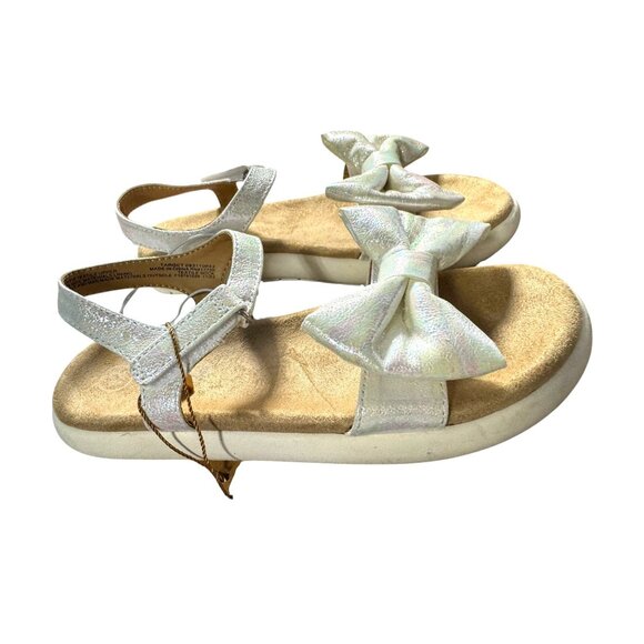 Cat & Jack Girls Iridescent Bow Sandals Size 12 - Picture 3 of 7